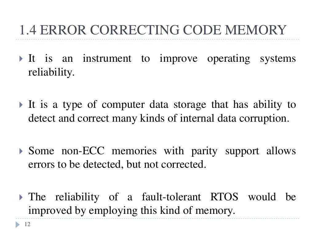 Fault tolerance techniques for real time operating system