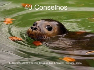 40 Conselhos    1  - Caminhe de 10 a 30 min. todos os dias. Enquanto  caminha, sorria.  