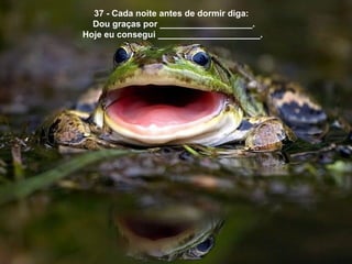 37 - Cada noite antes de dormir diga:  Dou graças por ___________________. Hoje eu consegui _____________________.  