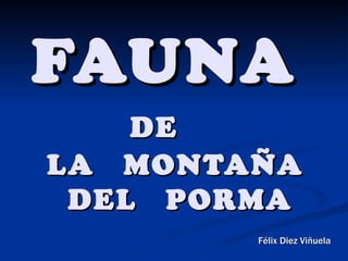 FAUNA
    DE
LA MONTAÑA
 DEL PORMA
        Félix Diez Viñuela
 