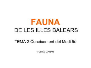 FAUNA
DE LES ILLES BALEARS
TEMA 2 Coneixement del Medi 5è
TOMÀS GARAU
 
