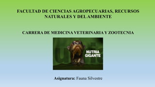 FACULTAD DE CIENCIAS AGROPECUARIAS, RECURSOS
NATURALES Y DELAMBIENTE
CARRERA DE MEDICINA VETERINARIA Y ZOOTECNIA
Asignatura: Fauna Silvestre
 
