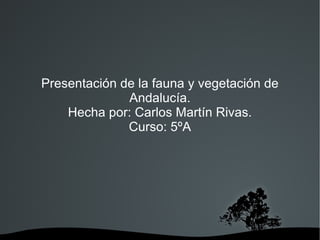 Presentación de la fauna y vegetación de Andalucía. Hecha por: Carlos Martín Rivas. Curso: 5ºA 