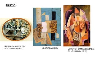 GUITARRA (1913) MUJER EN CAMISA SENTADA
EN UN SILLÓN (1913)
PICASSO
NATURALEZA MUERTA CON
SILLA DE REJILLA (1912)
 