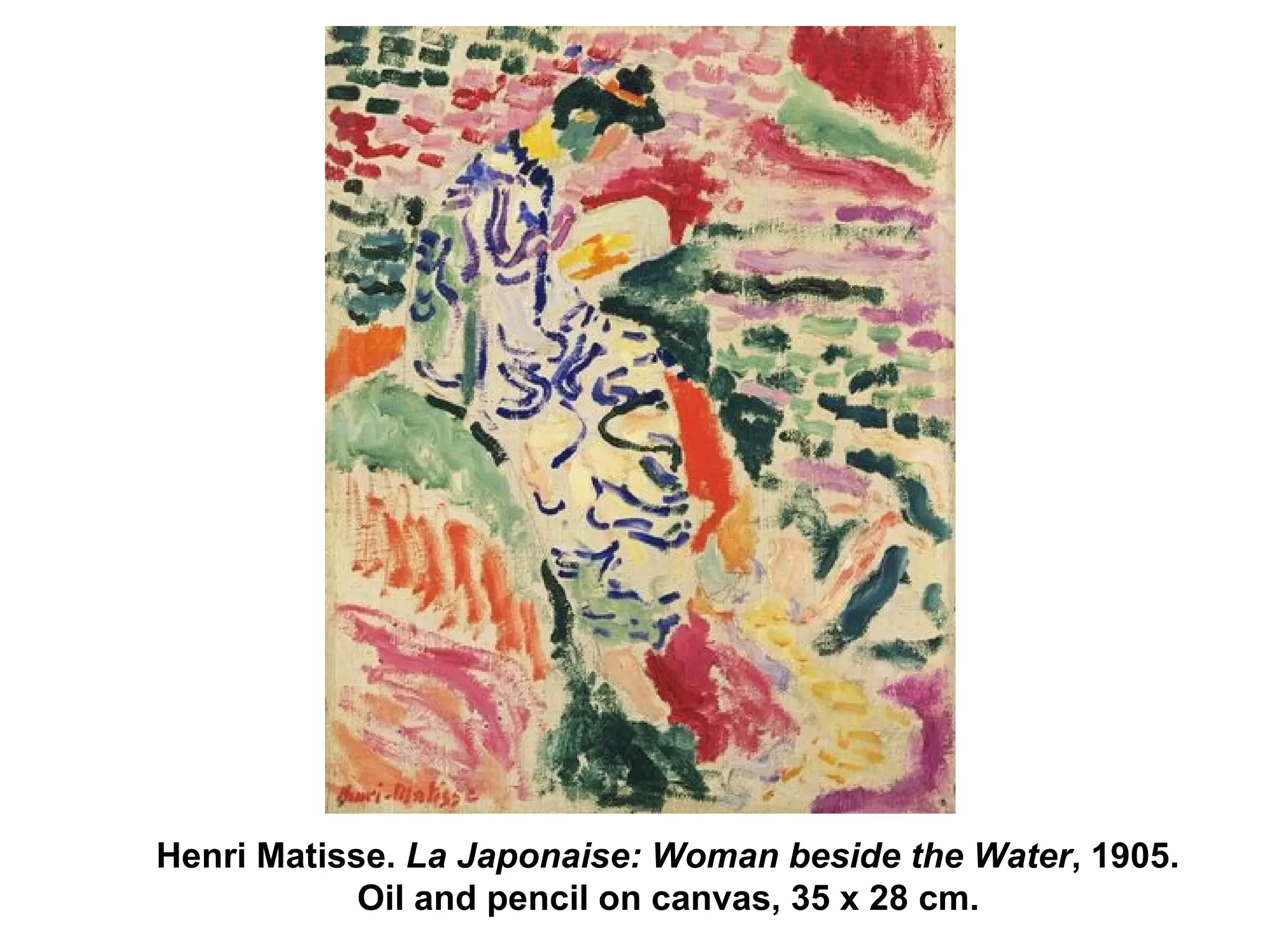 Henri Matisse.  La Japonaise: Woman beside the Water , 1905.  Oil and pencil on canvas, 35 x 28 cm.   