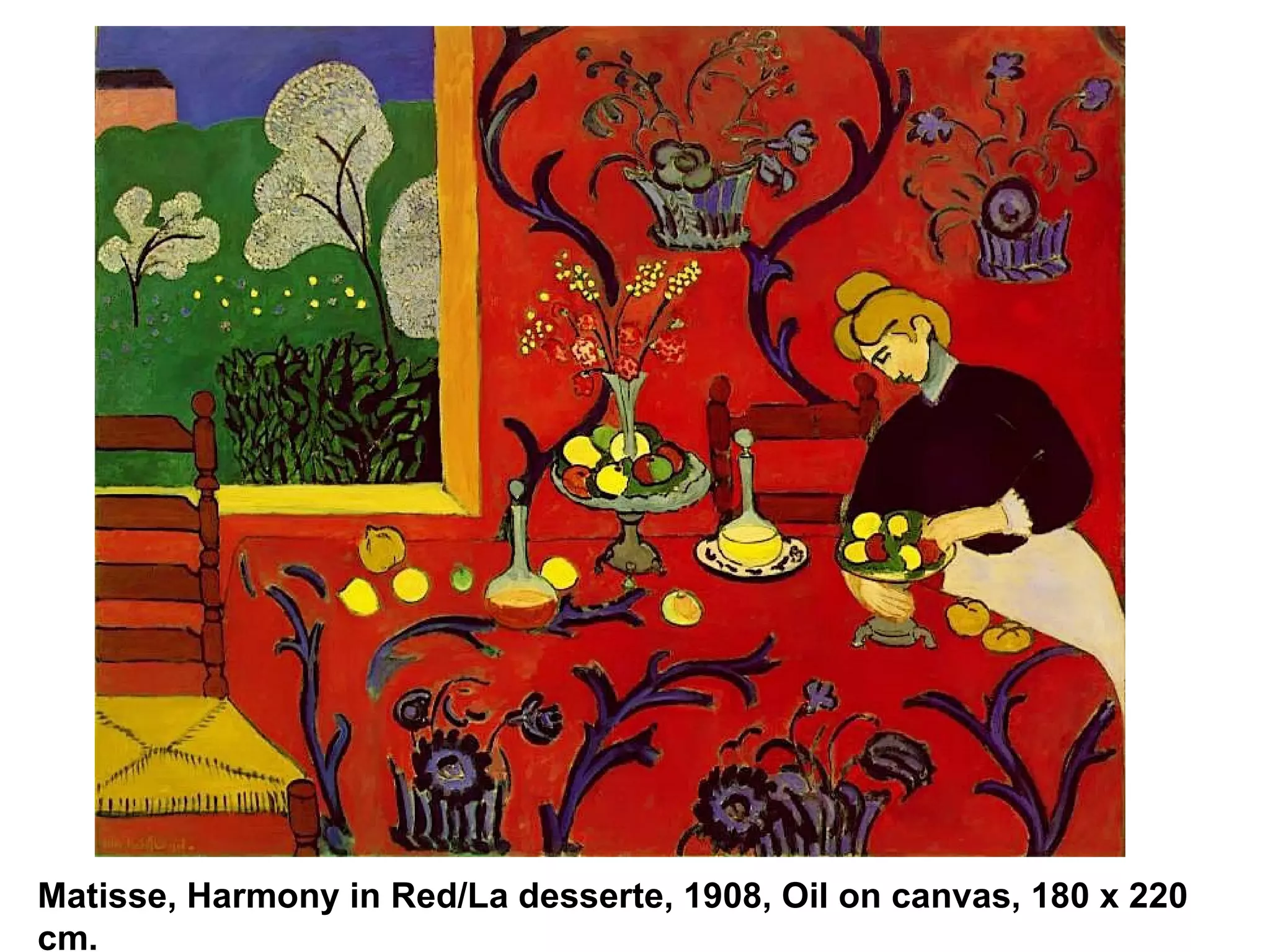 Matisse, Harmony in Red/La desserte, 1908, Oil on canvas, 180 x 220 cm. 