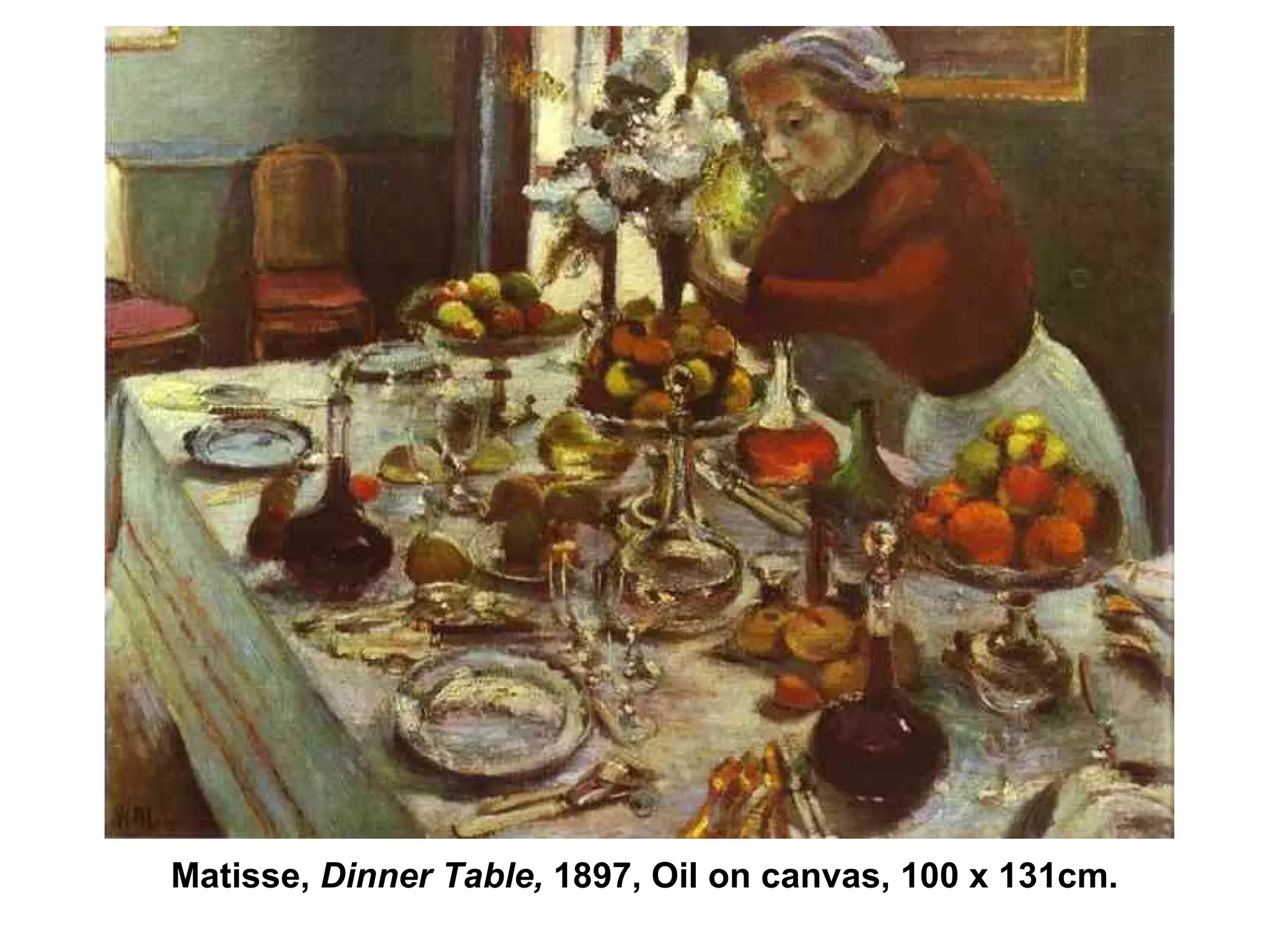 Matisse,  Dinner Table,  1897, Oil on canvas, 100 x 131cm. 