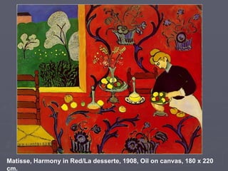 Matisse, Harmony in Red/La desserte, 1908, Oil on canvas, 180 x 220 cm. 