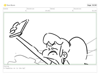 Scene
4
Duration
19:00
Panel
8
Duration
01:00
Dialog
T:*babbles on in the bg*
Page 33/80
 