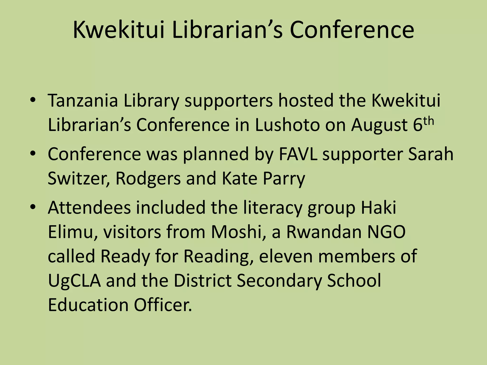 “Libraries as Centers for Education and Development” Workshop