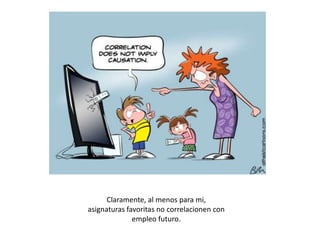 Claramente, al menos para mi,
asignaturas favoritas no correlacionen con
empleo futuro.

 