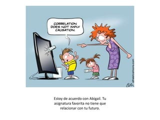 Estoy de acuerdo con Abigail. Tu
asignatura favorita no tiene que
relacionar con tu futuro.

 