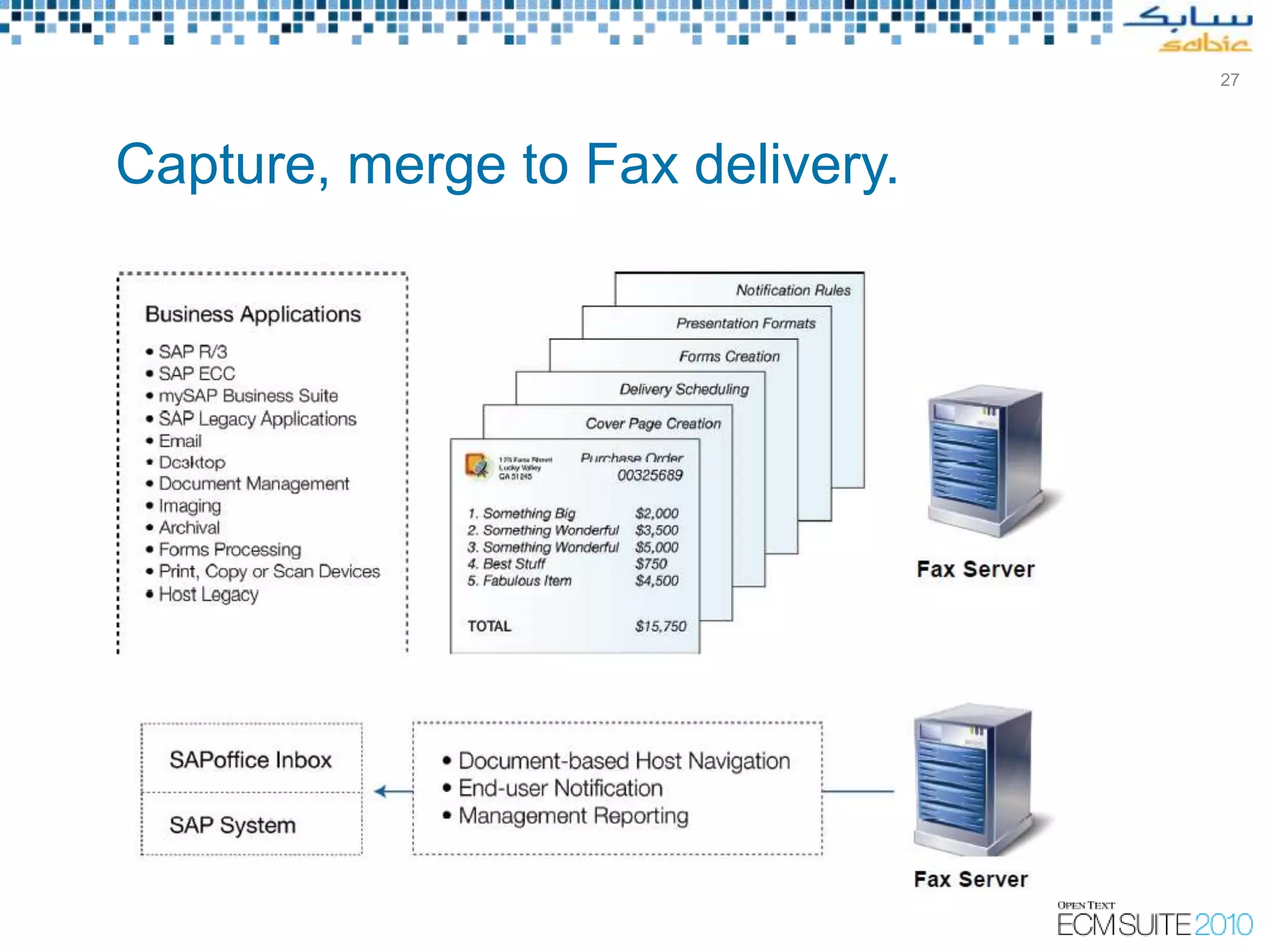 27




Capture, merge to Fax delivery.
 