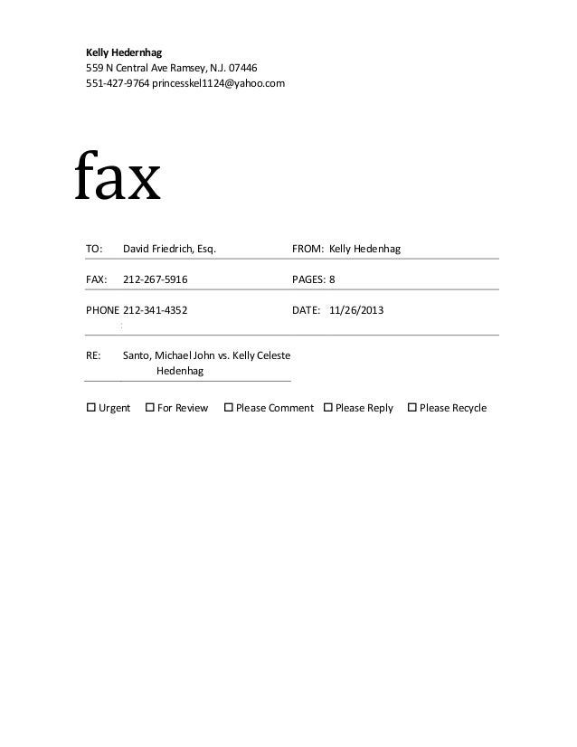 Fax cover page
