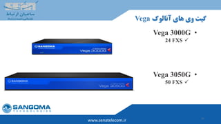 11
‫آنالوگ‬ ‫های‬ ‫وی‬ ‫گیت‬Vega
www.senatelecom.ir
•Vega 3000G
24 FXS
•Vega 3050G
50 FXS
 