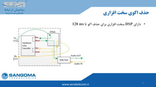28
www.senatelecom.ir
‫افزاری‬ ‫سخت‬ ‫اکوی‬ ‫حذف‬
•‫دارای‬DSP‫تا‬ ‫اکو‬ ‫حذف‬ ‫برای‬ ‫افزاری‬ ‫سخت‬128 ms
 