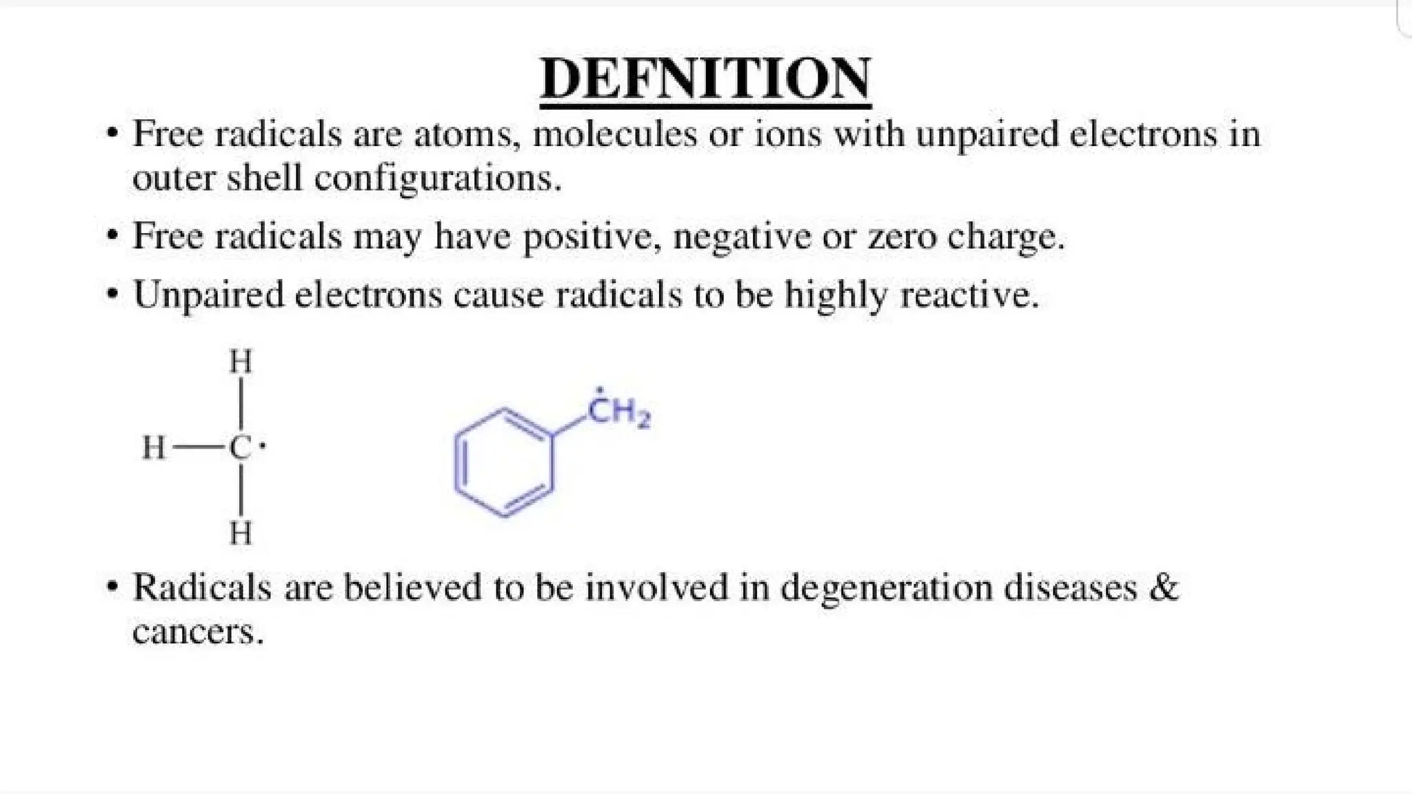 Free Radicals,Definition,Properties,Application,mechanism