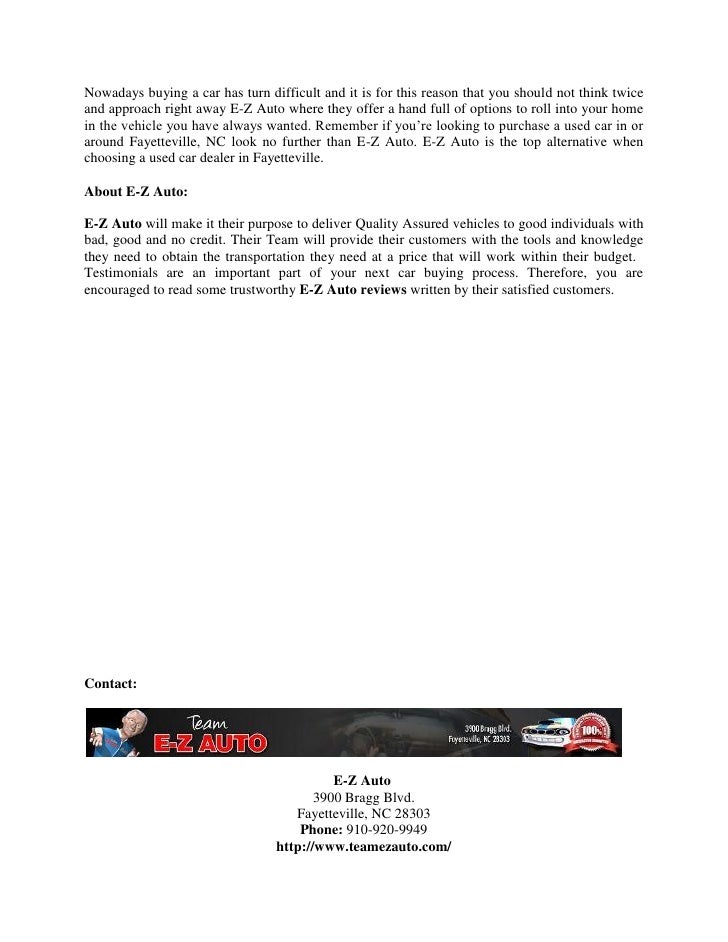 Fayetteville Used Car Dealer Presents Exclusive Used Cars