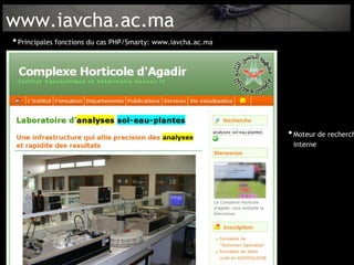 www.iavcha.ac.ma
• Principales fonctions du cas PHP/Smarty: www.iavcha.ac.ma




                                                              • Moteur de recherch
                                                               interne
 