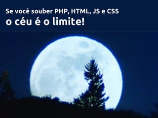Se você souber PHP, HTML, JS e CSS
o céu é o limite!
 