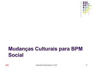Mudanças Culturais para BPM
  Social
NEW         Copyright Kemsley Design Ltd., 2012   51
 