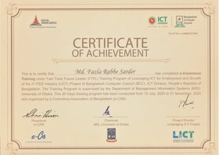 E-Commerce Training under FTFL Training Program of LICT | Md. Fazla Rabbe Sarder