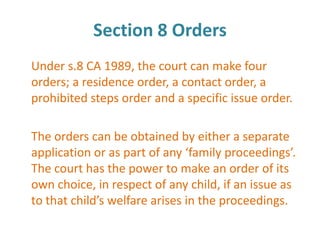 section 8 orders family law essay