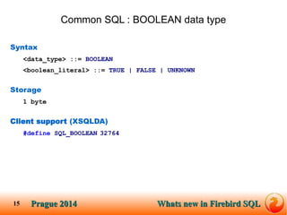 New SQL Features in Firebird 3, by Vlad Khorsun | PDF