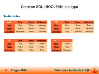 New SQL Features in Firebird 3, by Vlad Khorsun | PDF