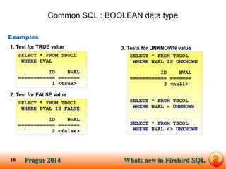 New SQL Features in Firebird 3, by Vlad Khorsun | PDF