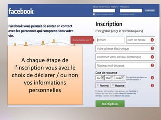 A chaque étape de
l’inscription vous avez le
choix de déclarer / ou non
vos informations
personnelles
 