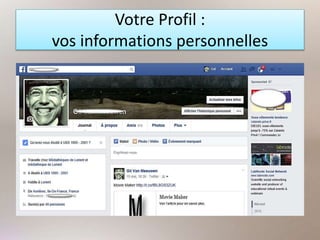 Votre Profil :
vos informations personnelles
 