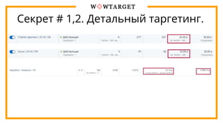 Секрет # 1,2. Детальный таргетинг.
 