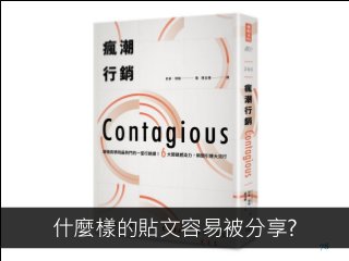 Facebook廣告
78
什麼樣的貼文容易被分享?
 