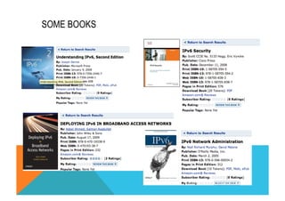 SOME BOOKS 
(C) 2012 FRED BOVY EIRL. IPV6 FOR LIFE! 
 