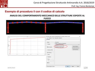129
ANALISI DEL COMPORTAMENTO MECCANICO DELLE STRUTTURE ESPOSTE AL
FUOCO
Esempio di procedura il con il codice di calcolo
Corso di Progettazione Strutturale Antincendio A.A. 2018/2019
Prof. Ing. Franco Bontempi
18/04/2023
 