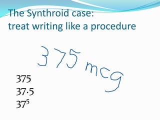 37537.5375The Synthroid case: treat writing like a procedure