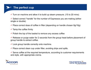 Coffee Machine Training Espresso coffee training | PDF
