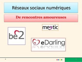 Réseaux sociaux numériques
De rencontres amoureuses
 
