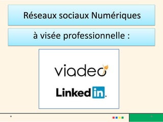 Réseaux sociaux Numériques
à visée professionnelle :
 