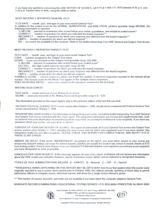GRE Scores from 1999 | PDF