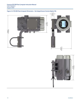 Emerson FB1200 Flow Computer Instruction Manual
D301782X012
August 2020
14 Installation
Figure 2-2: FB1200 Flow Computer Dimensions — No Integral Sensor Version (Option F0)
 