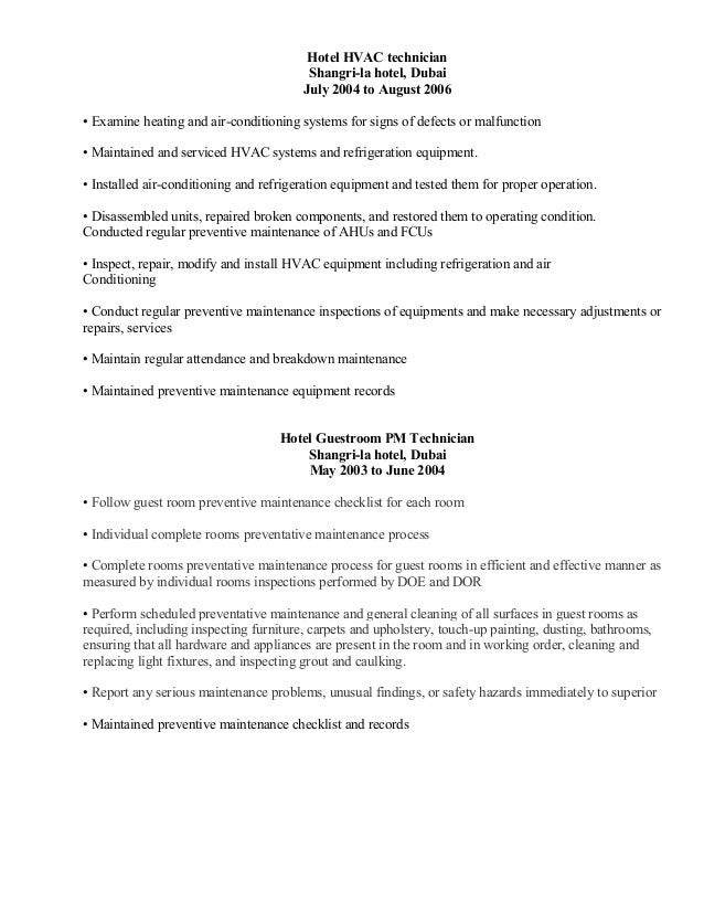 ac mechanic resumes