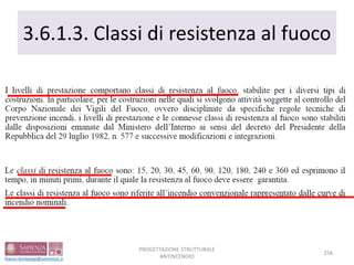 3.6.1.3. Classi di resistenza al fuoco
256
PROGETTAZIONE STRUTTURALE
ANTINCENDIO
 