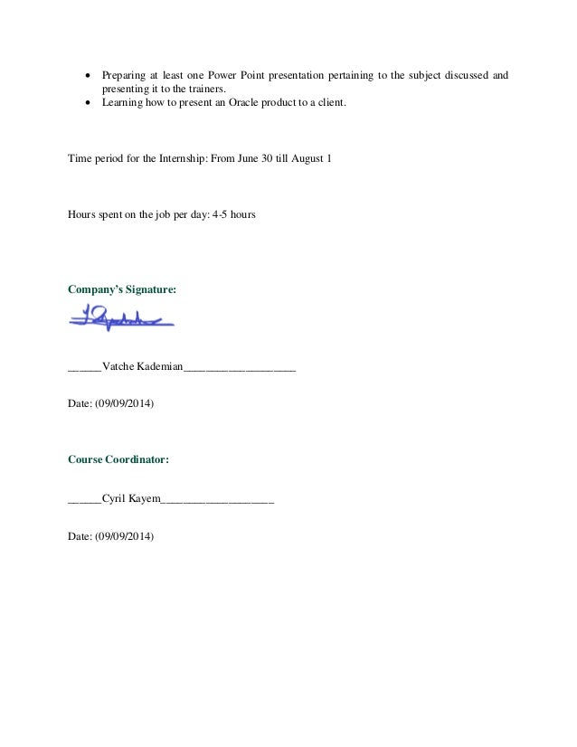 letter of intent for an internship