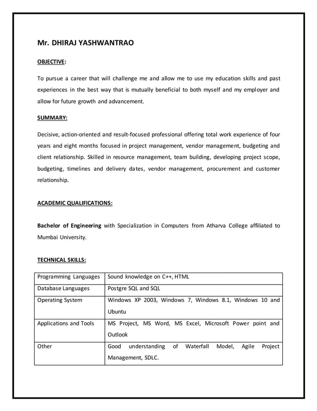 project-management-resume-pdf
