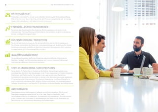 6 7Dipl. Wirtschaftsinformatiker/-in HF Dipl. Wirtschaftsinformatiker/-in HF
Qualitätsmanagement
System-Engineering / Architekturen
Datenbanken
Sie kennen und verstehen die für die Einhaltung und wirtschaftliche Umsetzung von
Qualitäts-, Umwelt- und Sicherheitsgrundsätzen und -normen relevanten Werkzeuge
und Systeme und können diese kritisch beurteilen.
Sie verstehen IT-Plattformen im Kontext von Architektur. Sie benötigen deshalb einen
grundlegenden Überblick über die gängigen in der Praxis eingesetzten architekturrelevanten
Plattformen und Plattformarten. Sie werden in die Lage versetzt neue Plattformen
architektonisch beurteilen und einordnen zu können unter Berücksichtigung der gegebenen
IT-Landschaft eines Unternehmens. Sie erkennen Anwendungs- und Datenintegration in
einer zunehmend heterogenen Welt, schätzen Nutzen und Grenzen von modellgetriebener
Software-Entwicklung ein und begreifen IT-Architektur im Kontext flexibler Geschäftsprozesse.
Datenbanken können Sie fachgerecht aufbauen und effizient verwalten. Mithilfe eines
Datenbankmanagementsystems sind Sie in der Lage, Daten zu bearbeiten, nach
verschiedenen Kriterien zu selektieren, zu analysieren und auszuwerten. Sie sind routiniert
in der Erstellung von Formularen für die Bearbeitung von Daten und im Generieren von
Berichten für eine übersichtliche Darstellung von Auswertungen.
Kostenrechnung / Investition
Sie kennen die Kostenrechnung als Teil des betrieblichen internen Rechnungswesens.
Sie erfassen und verteilen die Kosten der Leistungserstellung und -verwertung. Sie können
Investitionsrechnungen erstellen um damit die finanziellen Konsequenzen einer Investition
zu quantifizieren und Entscheidungshilfen zu liefern.
Finanzielles Rechnungswesen
Sie kennen das Gesamtsystem des modernen Rechnungswesens und setzen es als
Instrument der Führung, Planung und Kontrolle ein. Sie verstehen die damit verbundenen
Konten- und Buchführungstechniken.
HR-Management
Dieses Fach unterstützt Sie bei der systematischen Gestaltung der Personalbeschaffung
Ihres Unternehmens. Sie lernen, Instrumente des Personalmanagements und -recruitings
zielgerichtet sowie kosten- und bedarfsorientiert einzusetzen.
 