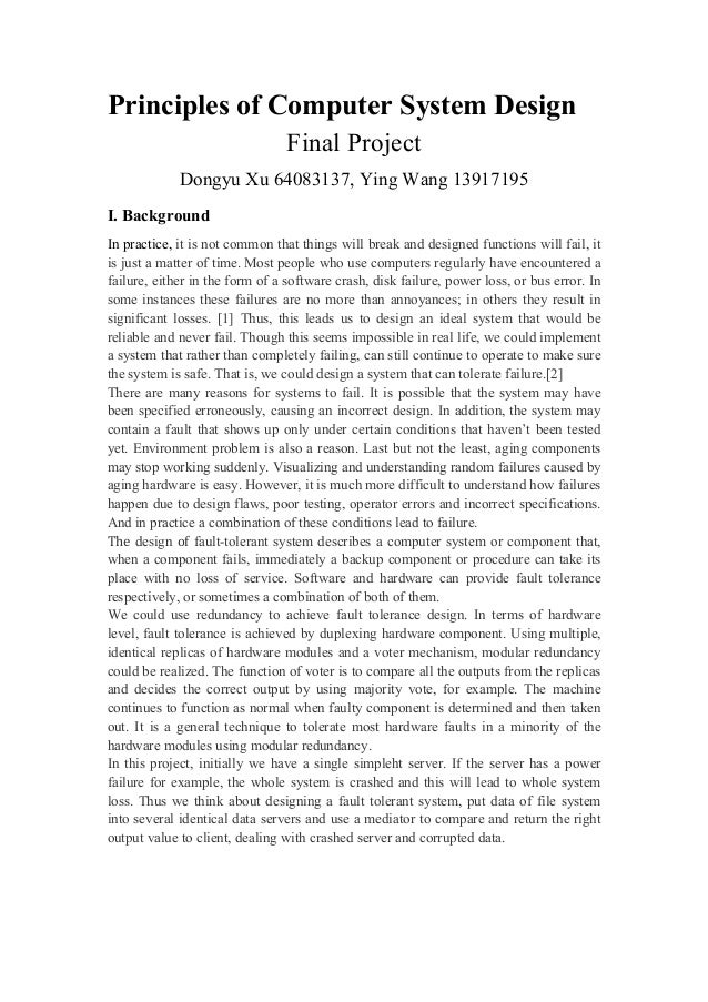 Principles of Computer System Design