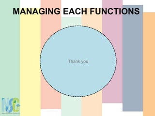 MANAGING EACH FUNCTIONS
Thank you
 