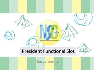 President Functional Slot
Surya Darma
 